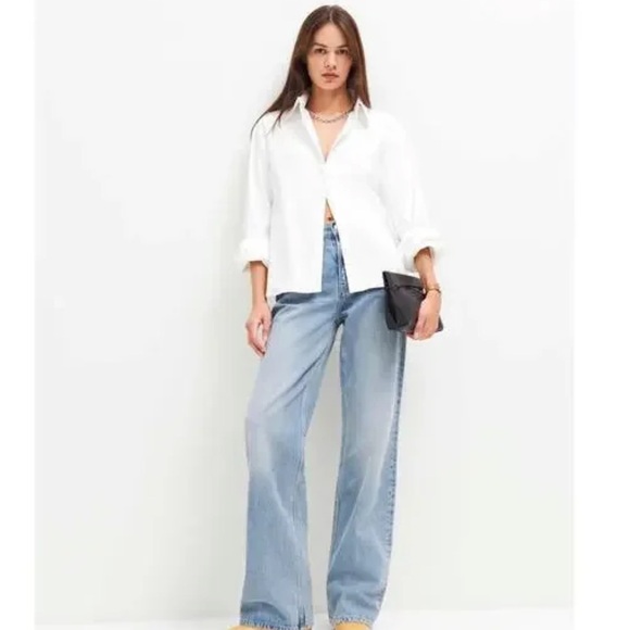 Reformation Andy Oversized Long Sleeve Button-Up Shirt White - Picture 4 of 13